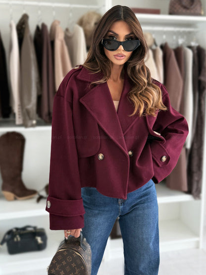 Damen Oversized Wolljacke Breiter Revers Norvielle