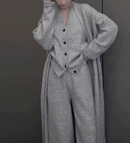 Damen Strickensemble Longcardigan weite Hose Norvielle