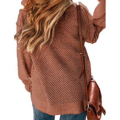 Damen Strickpullover Luftig Norvielle Lochmuster Beige