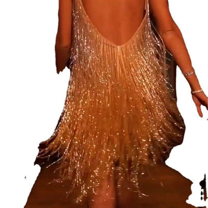 Damen Cocktailkleid mit Pailletten V-Ausschnitt