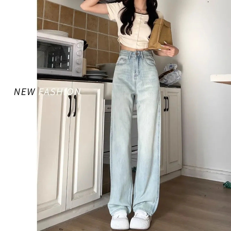 Damen High-Waist Jeans Weite Passform Bequem Norvielle