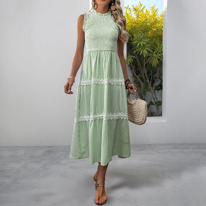 Damen Maxikleid Gestreift Voluminöse Rüschen Norvielle