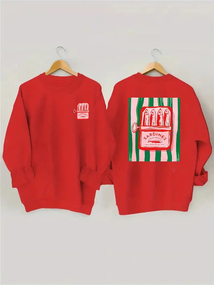 Damen Sweatshirt Sardinen-Grafik Lässig Norvielle