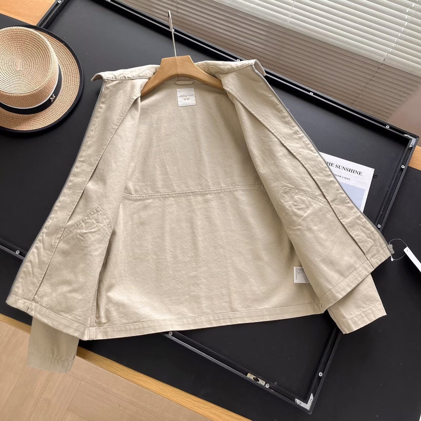 Damen Übergangsjacke Lässig Mit Taschen Beige
