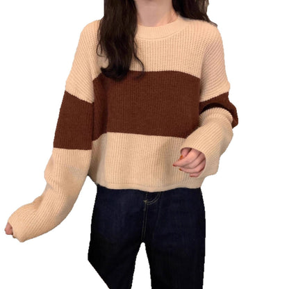 Damen Pullover Grobstrick Farbblockdesign Norvielle