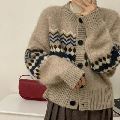 Damen Strickcardigan Kuschelig Ornamente Norvielle