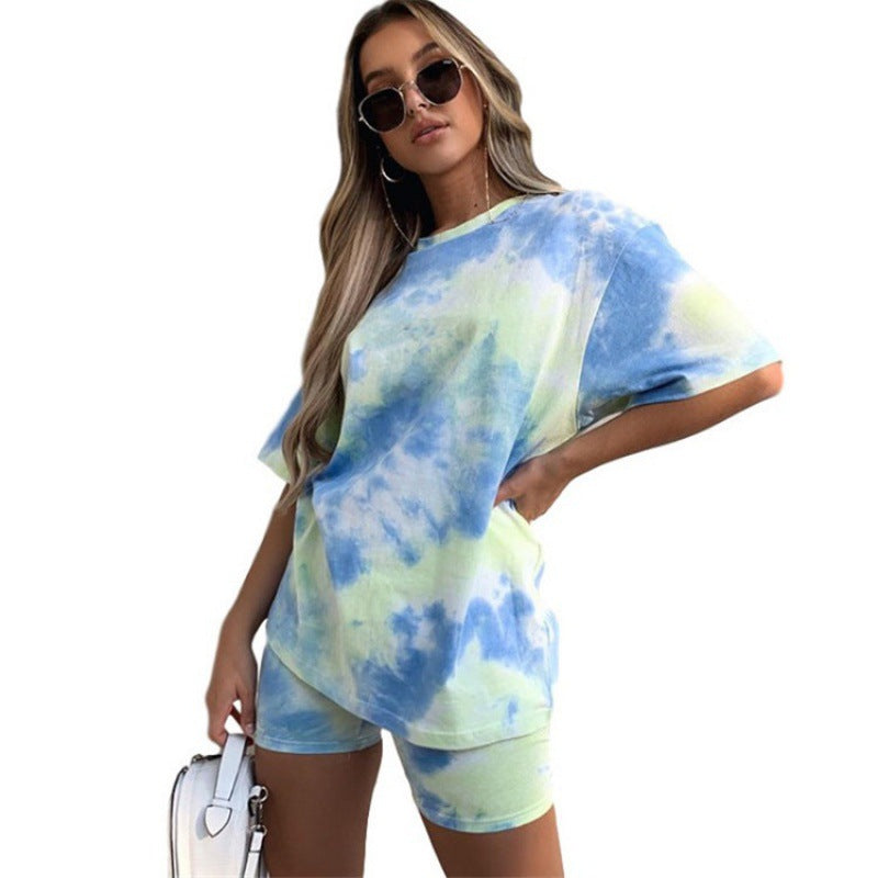 Damen Freizeitkleid Batikdesign Verkürzter Schnitt