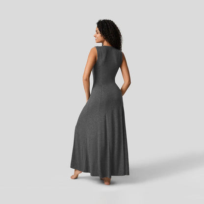 Damen Maxikleid Knopfleiste Figurfreundlich Norvielle
