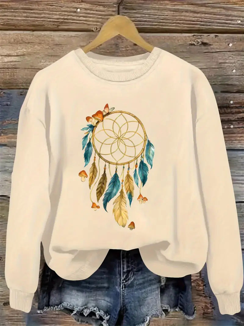 Damen Sweatshirt Traumfänger-Design Baumwolle Norvielle