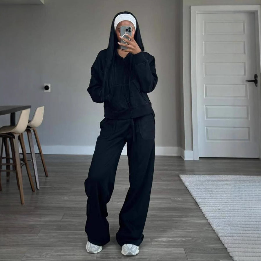 Damen Sportanzug Moderner Hoodie Weite Hose Norvielle