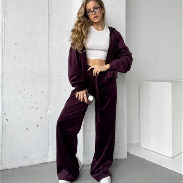 Damen Lounge-Set mit lockerer Jacke und weiten Hosen Norvielle
