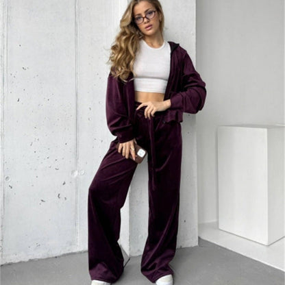 Damen Lounge-Set mit lockerer Jacke und weiten Hosen Norvielle