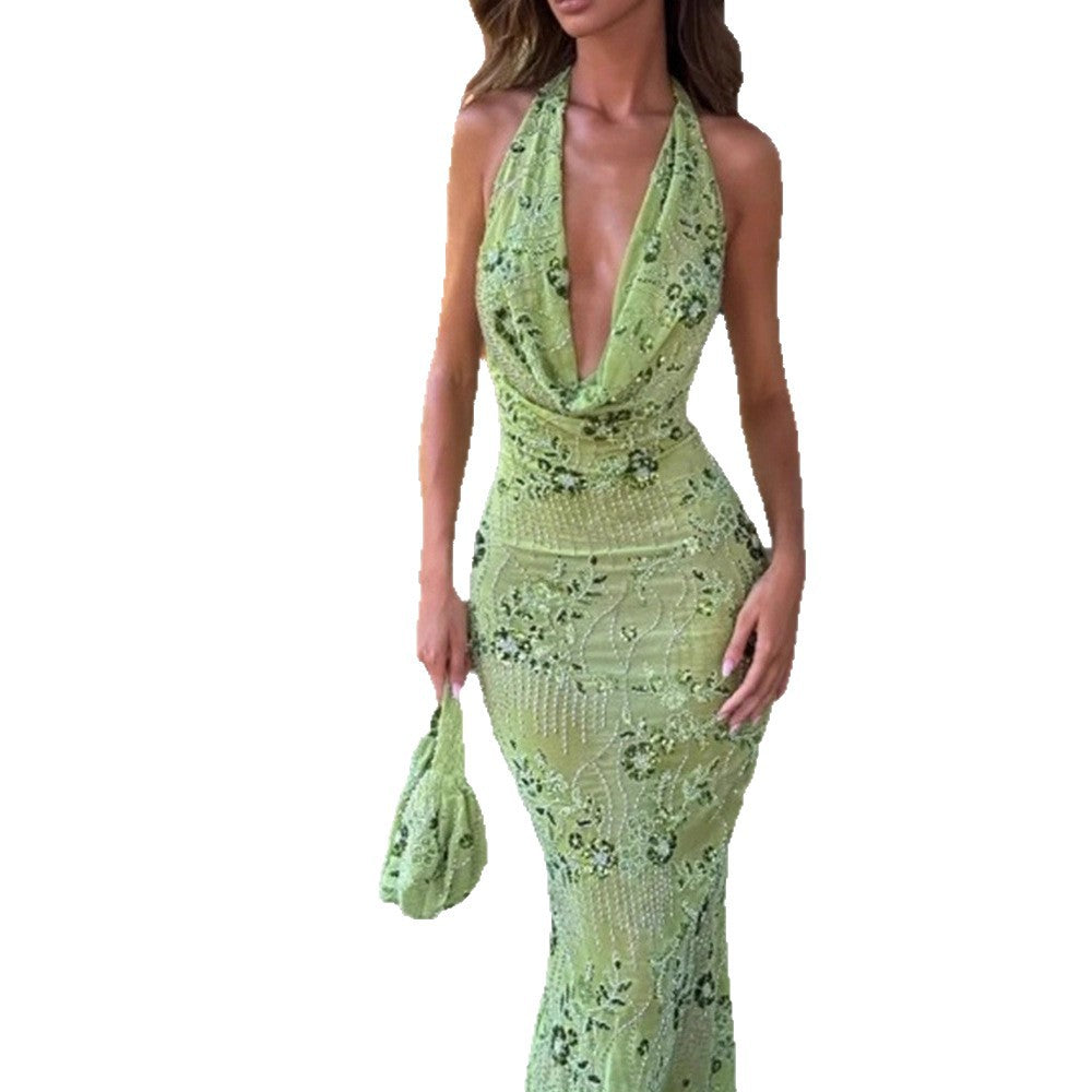 Damen Maxikleid Elegantes Floralmuster Drapierungsdesign Norvielle