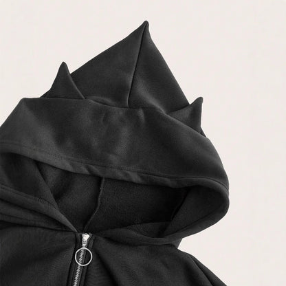 Damen Cropped Hoodie Norvielle mit Reißverschluss und Voluminösen