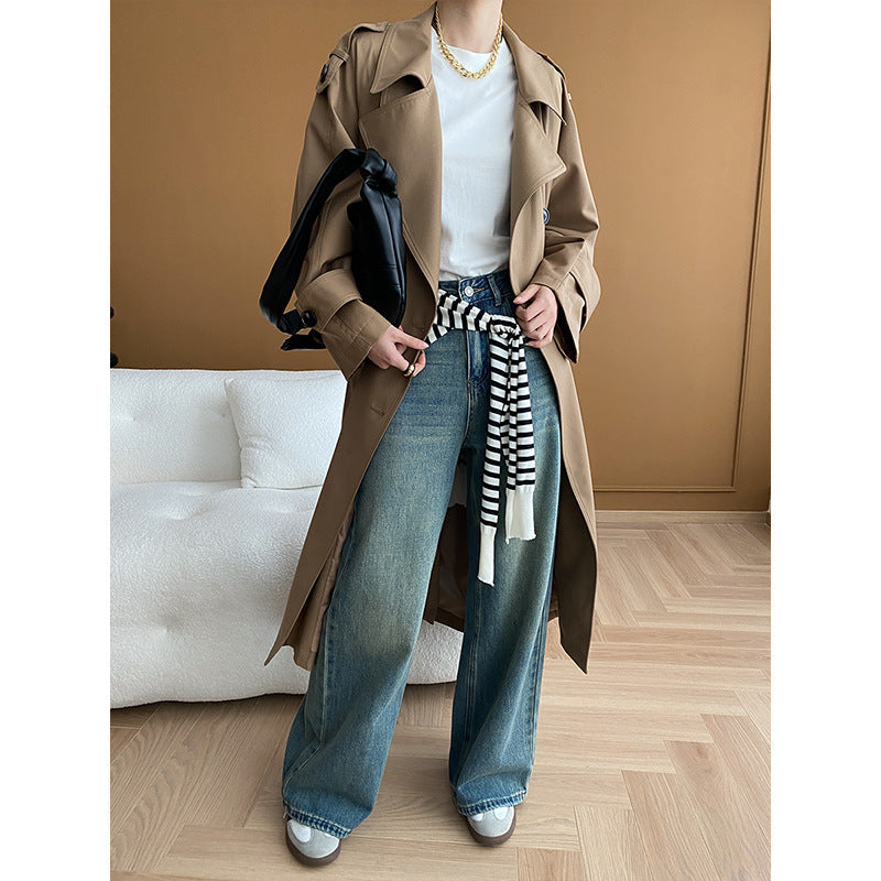 Damen Trenchcoat mit Struktur-Revers und Seitentaschen Norvielle