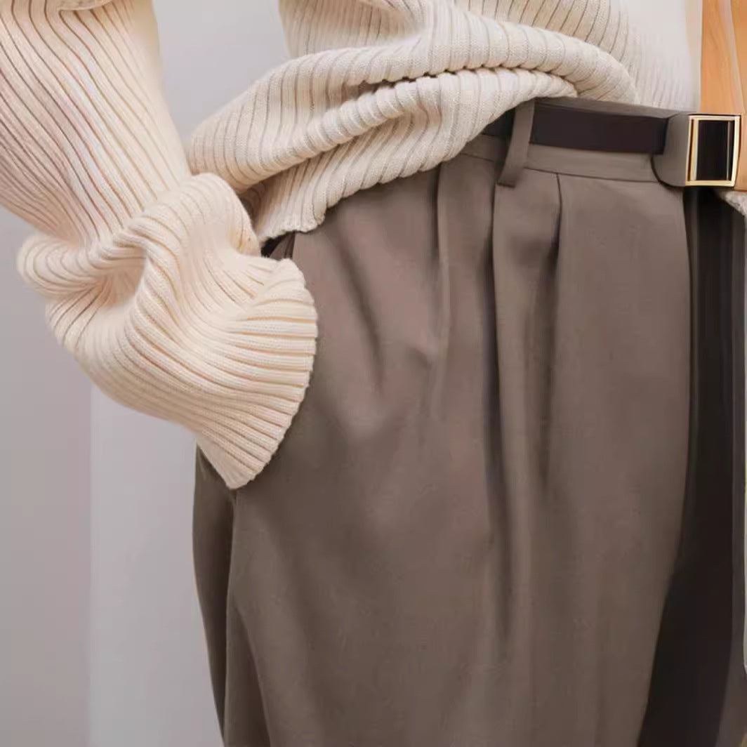 Damen Weite Stoffhose Elegantes Design