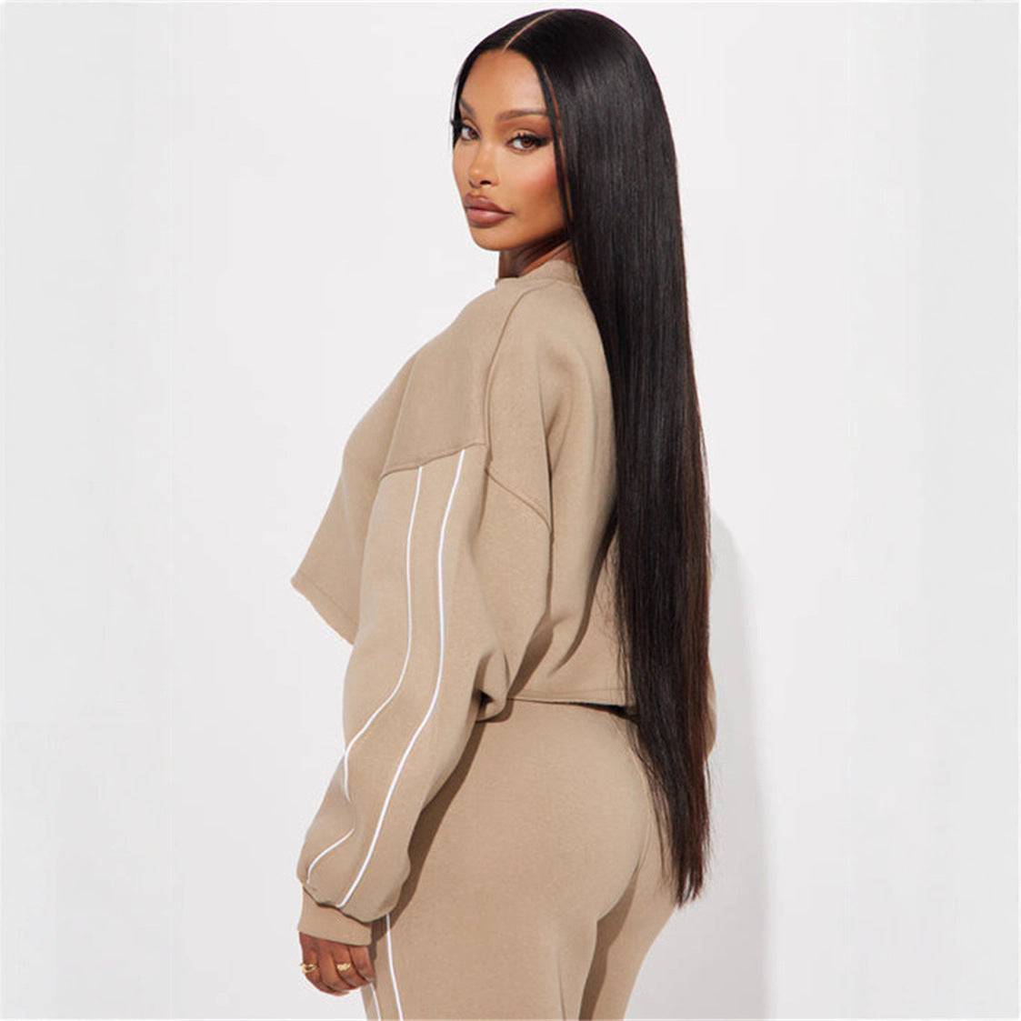 Damen Sportlicher Jogginganzug Set Cropped Sweatshirt Norvielle