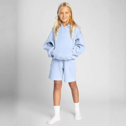 Damen Sportliches Kurzarm-Set mit Kapuze und Shorts