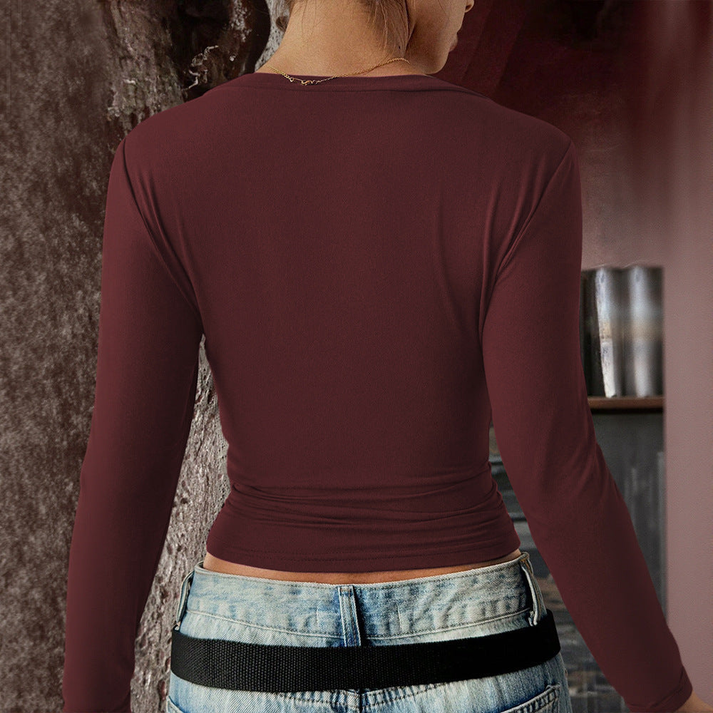 Damen Langarmshirt V-Ausschnitt Elastisch Norvielle