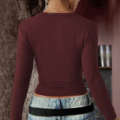 Damen Langarmshirt V-Ausschnitt Elastisch Norvielle