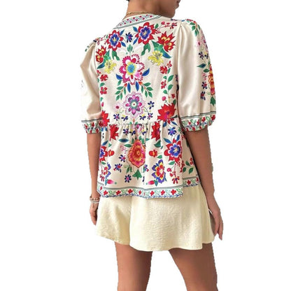 Damen Blusenshirt Blumenmuster Locker Norvielle