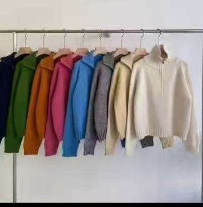 Damen Strickpullover Hochgeschlossener Reißverschluss Norvielle