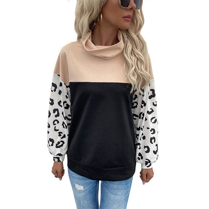 Damen Sweatpullover Animalprint Hoher Kragen Norvielle
