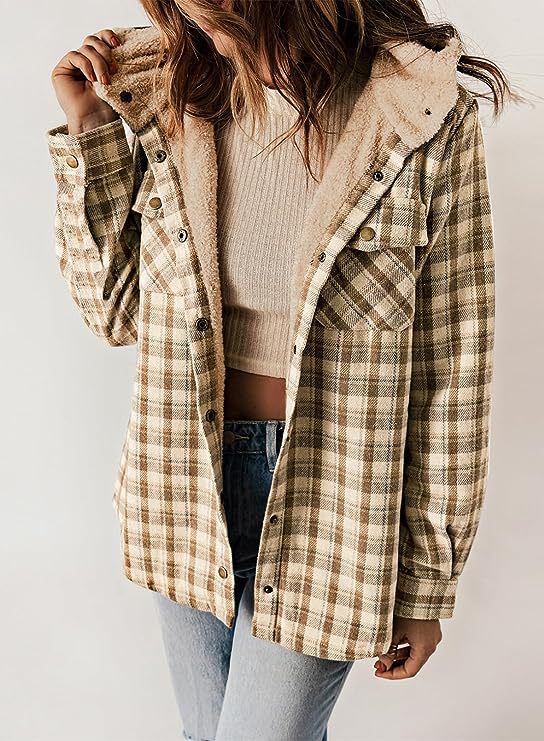 Damen Flanelljacke Gefütterte Kapuze Norvielle