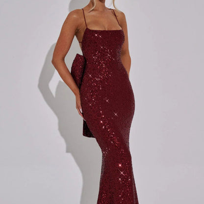 Damen Abendkleid Pailletten Elegantes Träger