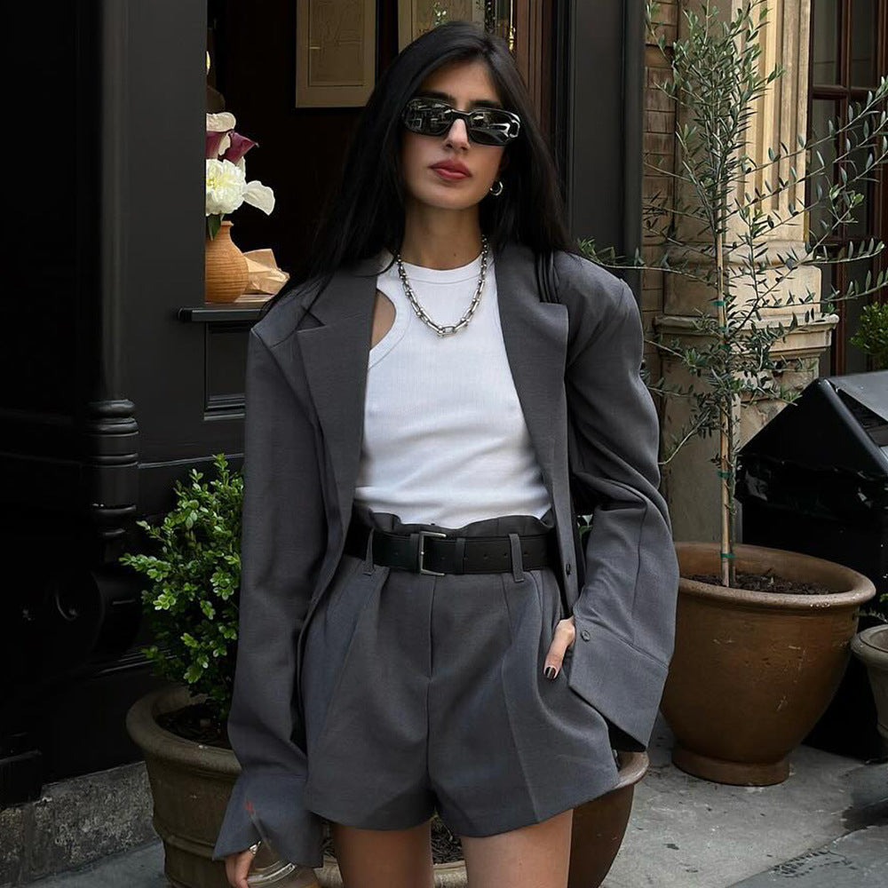Damen Blazer mit Gürtel und Shorts Norvielle - Norvielle