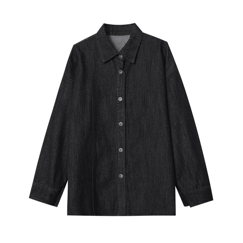 Damen Denimbluse Oversized Baumwolle