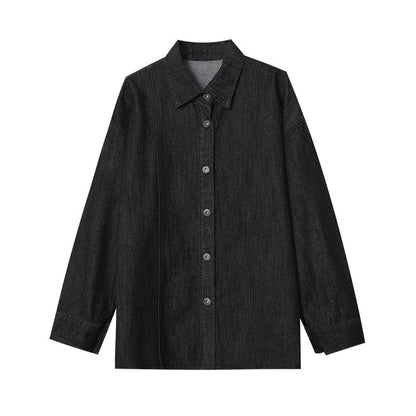 Damen Denimbluse Oversized Baumwolle