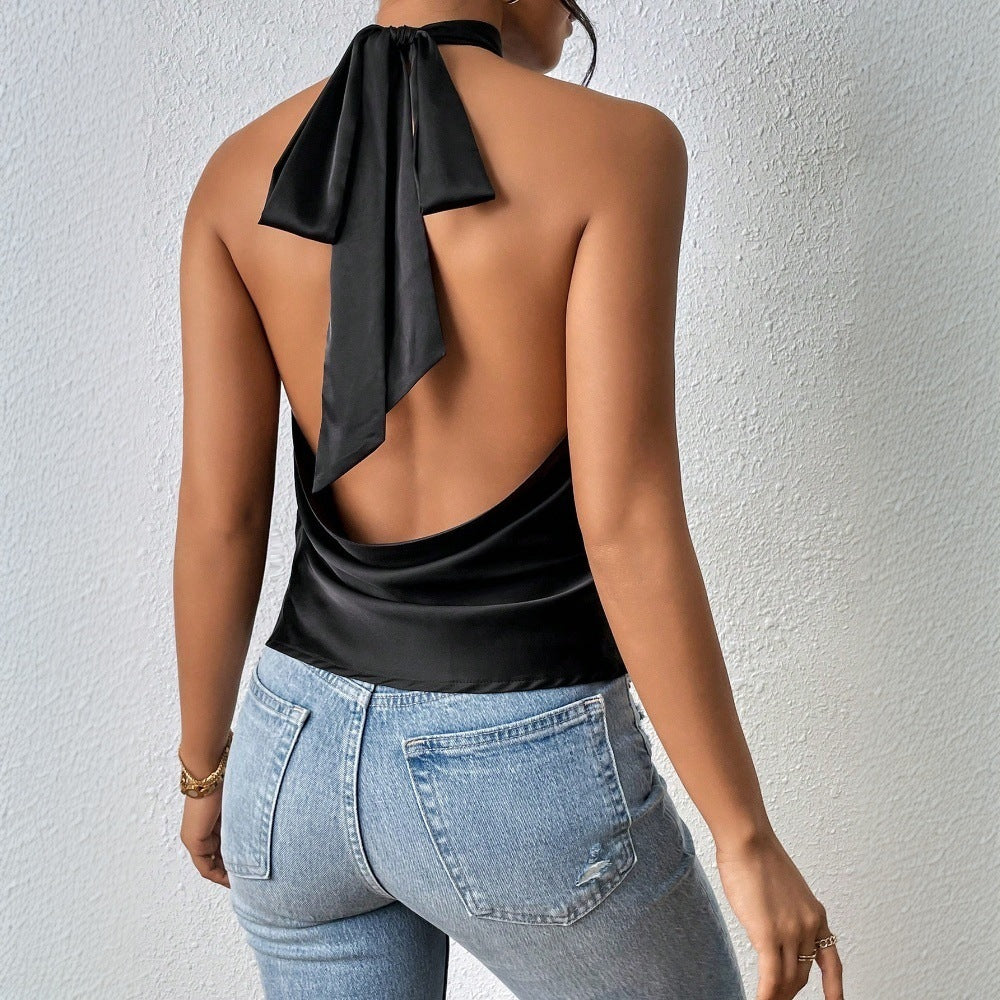 Damen Haltertop Seide Elegantes Design