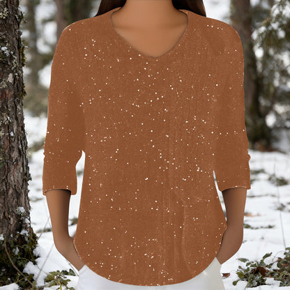 Damen Langarmshirt V-Ausschnitt Baumwolle Norvielle
