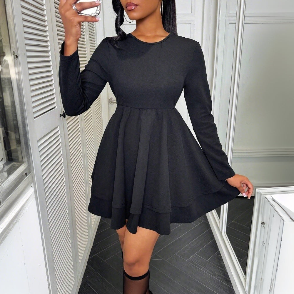 Damen Minikleid Raffungen Länge Knie Langärmlig