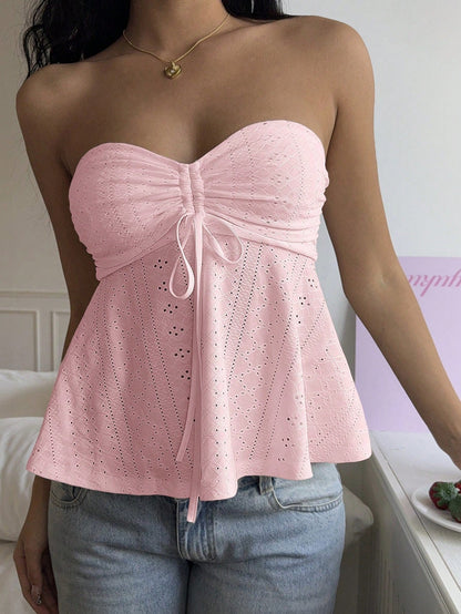 Damen Off-Shoulder Bluse Spitzen-Design