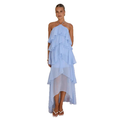Damen Maxikleid mit Überwurf und Rüschen Norvielle