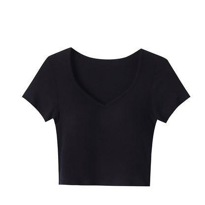 Damen Crop- Kurzärmelig V-Ausschnitt Norvielle
