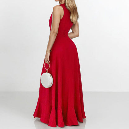 Damen Maxikleid Asymmetrischer Saum Rüschen Norvielle