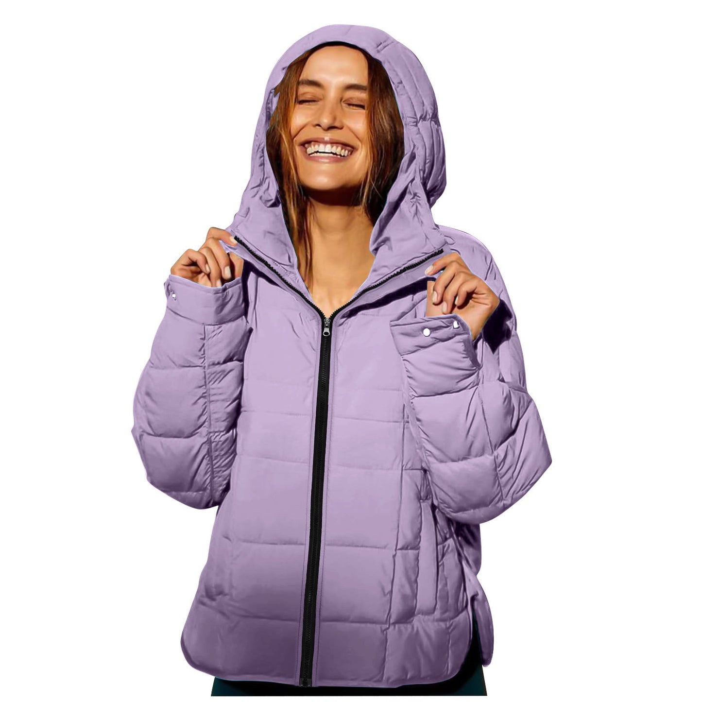 Damen Winterjacke Abnehmbare Kapuze Wasserabweisend Norvielle
