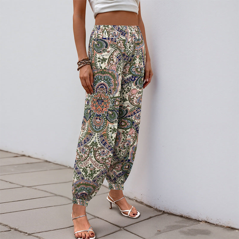 Damen Palazzo-Hose Floralmuster Elastischer Bund Norvielle