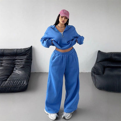 Damen Sportliches Hoodie und Sweathosen Set Baumwolle