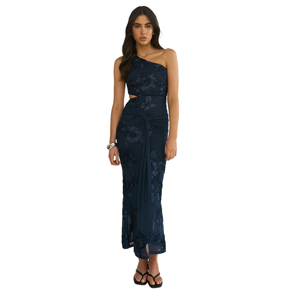 Damen Abendkleid Asymmetrisch Florales Design Norvielle