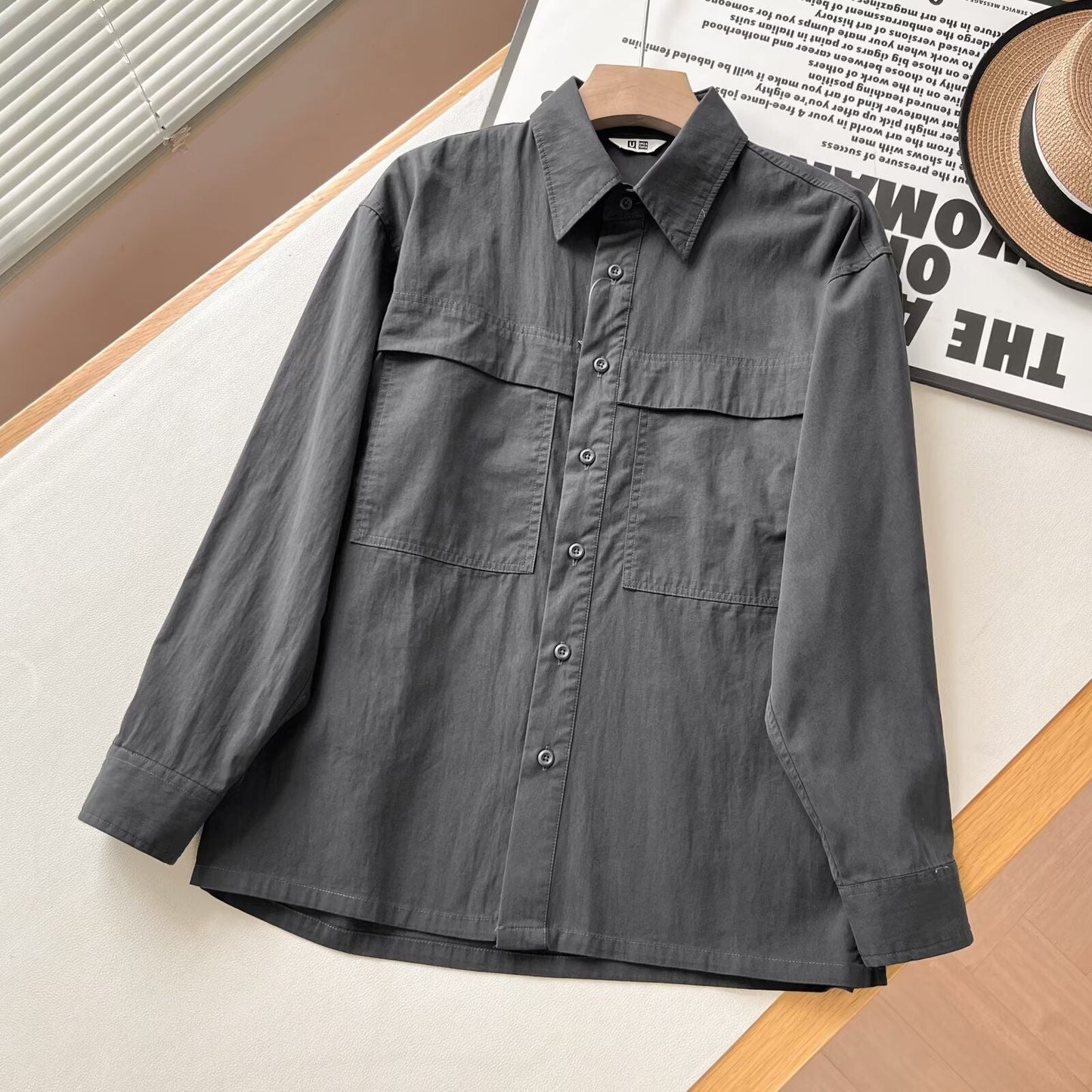 Damen Overshirt Lässig Brusttaschen Norvielle