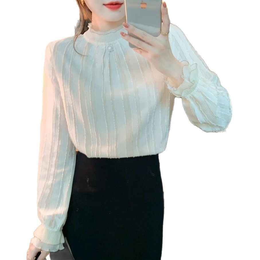 Damen Bluse Strukturiertes Design Rüschenabschluss Norvielle