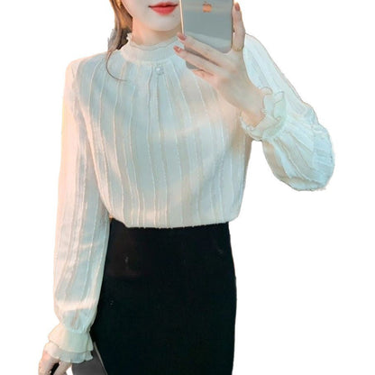 Damen Bluse Strukturiertes Design Rüschenabschluss Norvielle