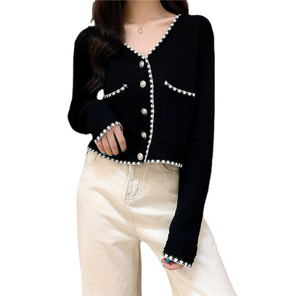 Damen Strickjacke Kontrastdetails Knopfleiste Norvielle