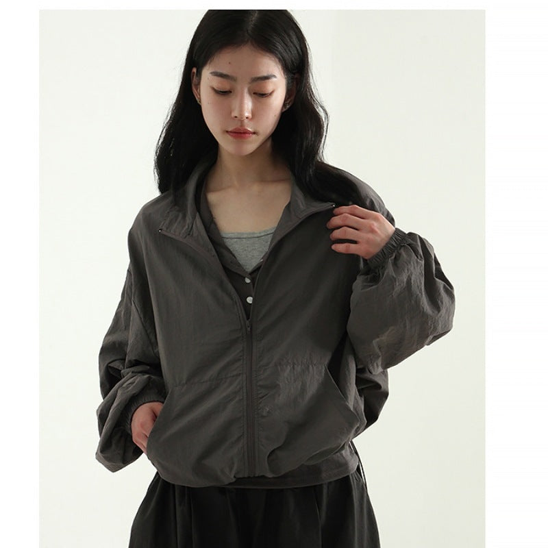 Damen Sportwindjacke Reißverschluss Hochkragen Norvielle