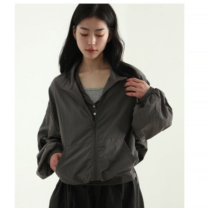 Damen Sportwindjacke Reißverschluss Hochkragen Norvielle