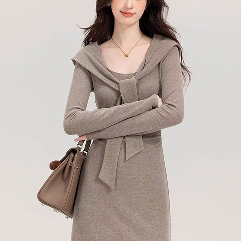 Damen Taillenkleid mit Kordelzug V-Ausschnitt - Norvielle